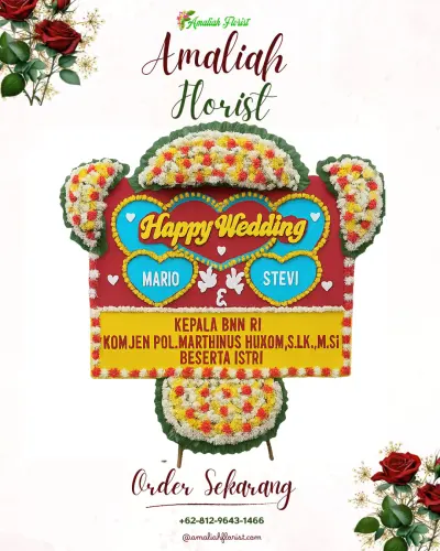 Karangan Papan Bunga Pernikahan di Mompang